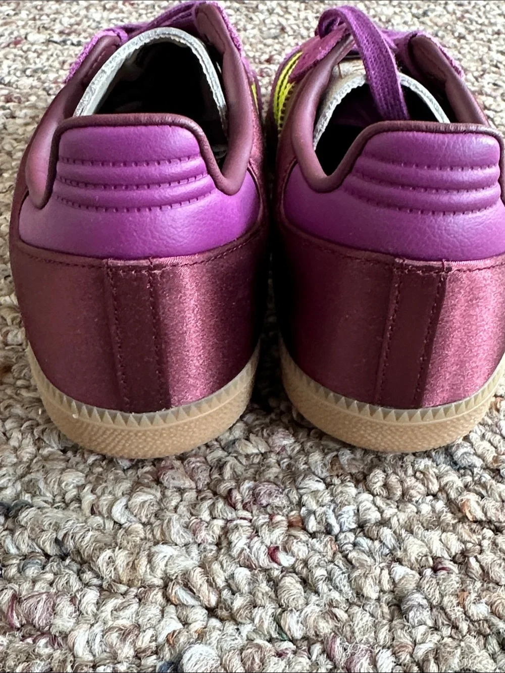 adidas samba Purple and Neon Yellow Suede Low-Top Sneakers